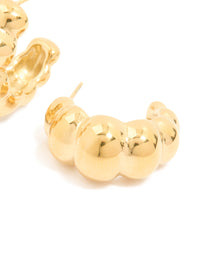Waterproof Gold Plated Stainless Steel Bubble Croissant Hoop Earrings - link has visual effect only