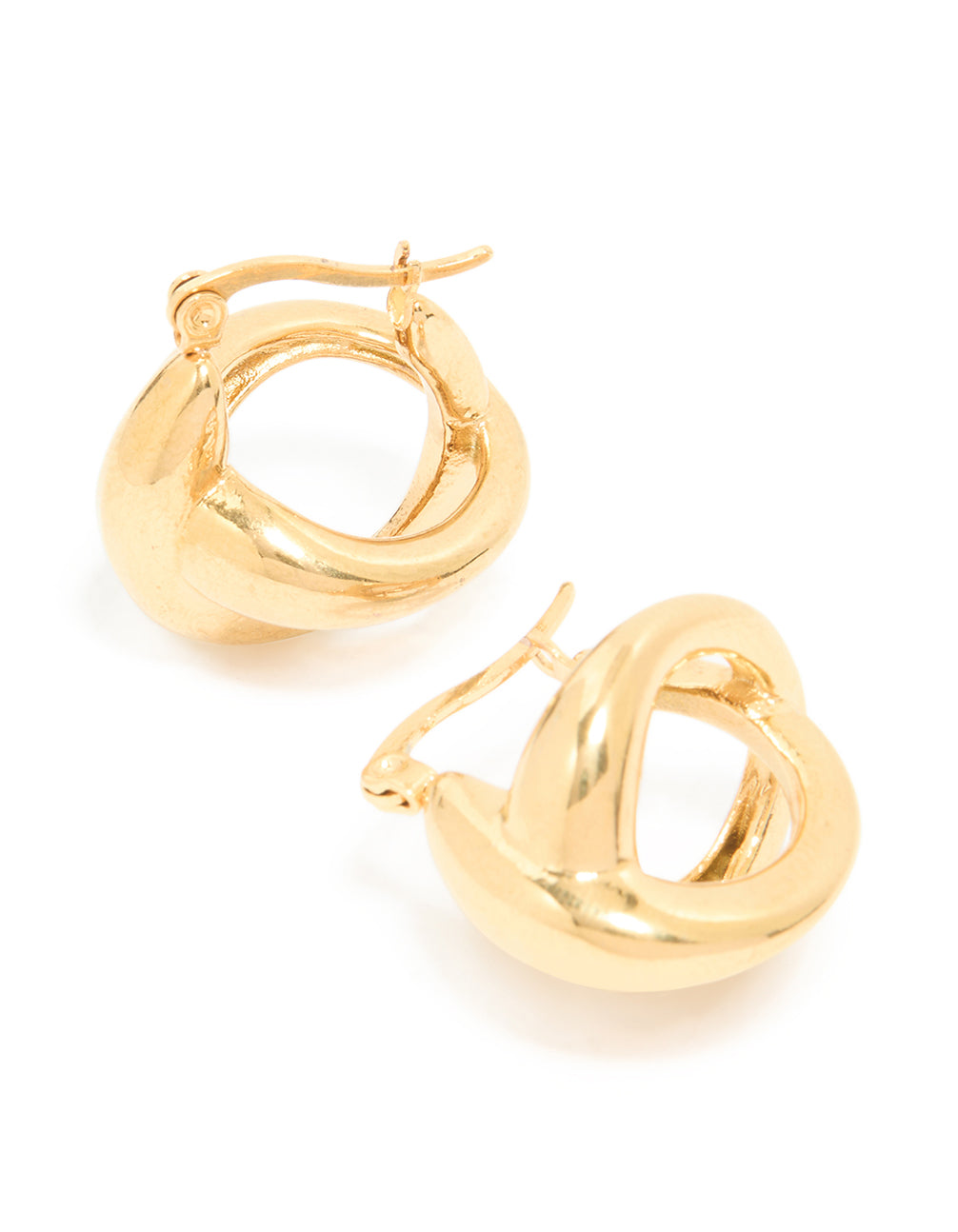 Waterproof Gold Plated Stainless Steel Wavy Hoop Earrings
