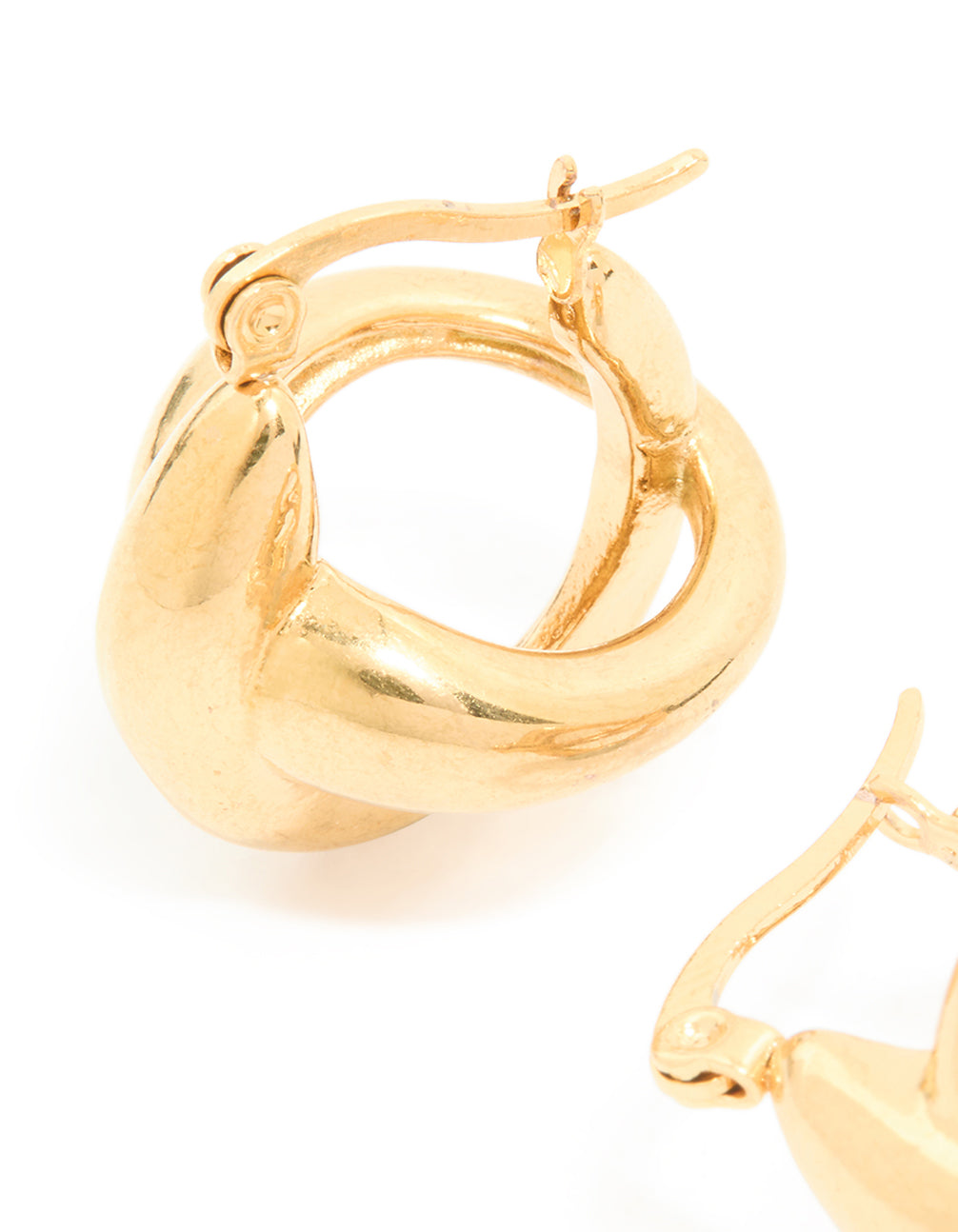 Waterproof Gold Plated Stainless Steel Wavy Hoop Earrings