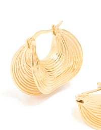 Waterproof Gold Plated Stainless Steel Etched Chunky Hoop Earrings - link has visual effect only