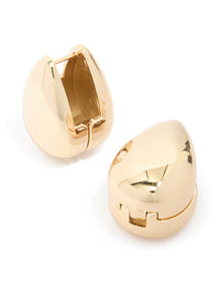 Waterproof Gold Plated Stainless Steel Oval Front & Back Hoop Earrings - link has visual effect only