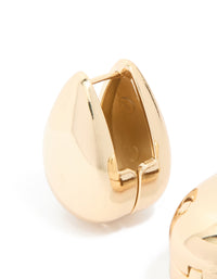 Waterproof Gold Plated Stainless Steel Oval Front & Back Hoop Earrings - link has visual effect only