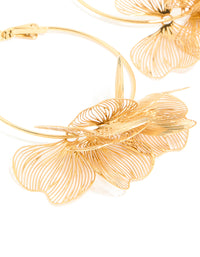 Waterproof Gold Plated Stainless SteelEtched Flower Hoop Earrings - link has visual effect only