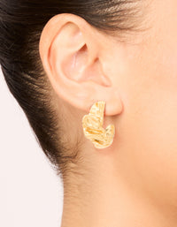 Waterproof Gold Plated Stainless Steel Crater Hoop Earrings - link has visual effect only