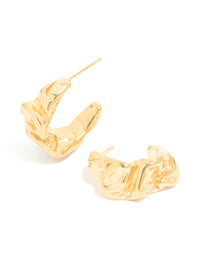 Waterproof Gold Plated Stainless Steel Crater Hoop Earrings - link has visual effect only