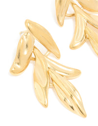 Waterproof Gold Plated Stainless Steel Cascading Leaf Drop Stud Earrings - link has visual effect only