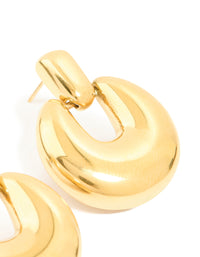 Waterproof Gold Plated Stainless Steel Round Doorknocker Earrings - link has visual effect only