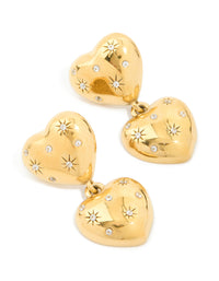 Waterproof Gold Plated Stainless Steel Double Chunky Heart Earrings - link has visual effect only