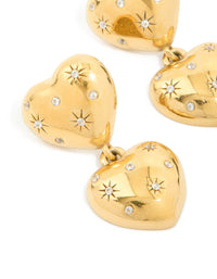 Waterproof Gold Plated Stainless Steel Double Chunky Heart Earrings - link has visual effect only