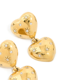 Waterproof Gold Plated Stainless Steel Double Chunky Heart Earrings - link has visual effect only
