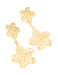 Waterproof Gold Plated Stainless Steel Flower Pearl Drop Earrings - link has visual effect only