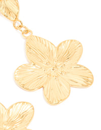 Waterproof Gold Plated Stainless Steel Flower Pearl Drop Earrings - link has visual effect only