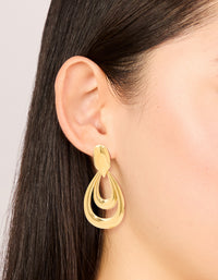 Waterproof Gold Plated Stainless Steel Double Doorknocker Earrings - link has visual effect only