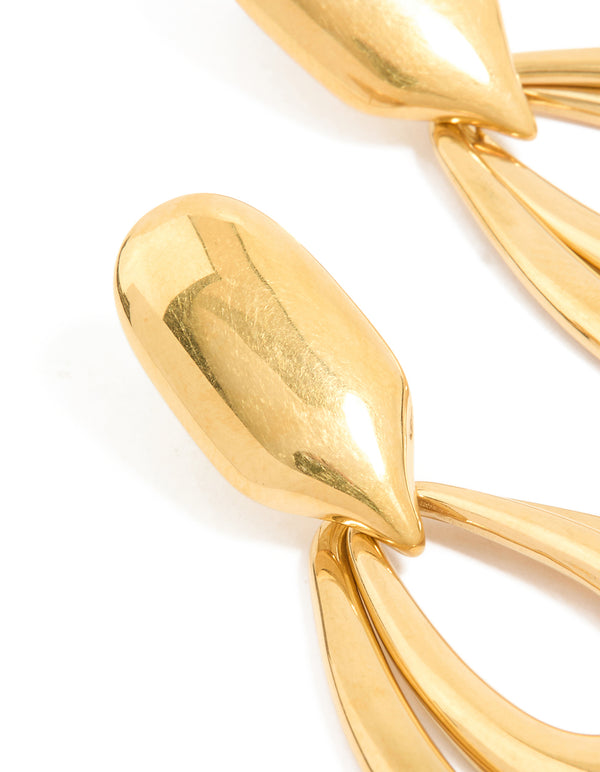 Waterproof Gold Plated Stainless Steel Double Doorknocker Earrings