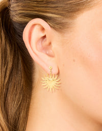 Waterproof Gold Plated Stainless Steel Heart Flower Statement Earrings - link has visual effect only