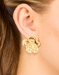 Waterproof Gold Plated Stainless Steel Mini Double Daisy Earrings - link has visual effect only