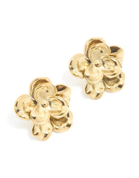Waterproof Gold Plated Stainless Steel Mini Double Daisy Earrings - link has visual effect only