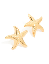 Waterproof Gold Plated Stainless Steel Dancing Starfish Stud Earrings - link has visual effect only