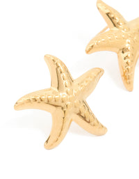 Waterproof Gold Plated Stainless Steel Dancing Starfish Stud Earrings - link has visual effect only