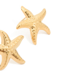 Waterproof Gold Plated Stainless Steel Dancing Starfish Stud Earrings - link has visual effect only