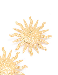 Waterproof Gold Plated Stainless Steel Sun Statement Stud Earrings - link has visual effect only