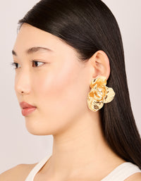 Waterproof Gold Plated Stainless Steel Twisted Textured Stud Earrings - link has visual effect only
