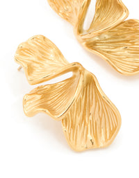 Waterproof Gold Plated Stainless Steel Petal Fan Earrings - link has visual effect only