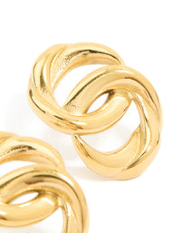 Waterproof Gold Plated Stainless Steel Round Linked Stud Earrings - link has visual effect only