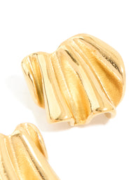Waterproof Gold Plated Stainless Steel Wavy Fan Stud Earrings - link has visual effect only