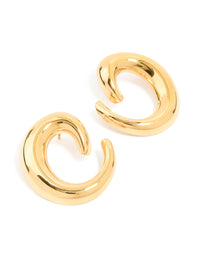 Waterproof Gold Plated Stainless Steel Swirl Statement Stud Earrings - link has visual effect only