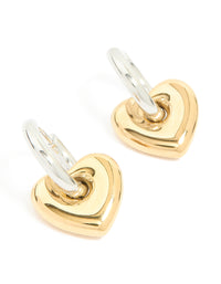 Waterproof Mixed Metal Plated Stainless Steel Small Heart Huggie Earrings - link has visual effect only
