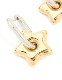 Waterproof Mixed Metals Plated Stainless Steel Small Star Huggie Earrings - link has visual effect only