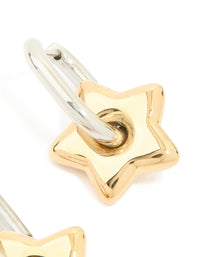 Waterproof Mixed Metals Plated Stainless Steel Small Star Huggie Earrings - link has visual effect only