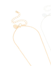 Mixed Metals Diamante Interlocking Heart Necklaces 2-Pack - link has visual effect only