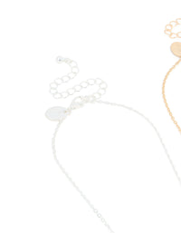 Mixed Metals Pearl Gothic Cross Necklaces 2-Pack - link has visual effect only