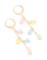 Gold Multicoloured Beaded Heart Chain Huggie Earrings - link has visual effect only