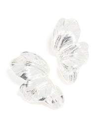 Silver 3D Petal Fan Stud Earrings - link has visual effect only