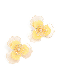 Gold Yellow Flower Metal Stud Earrings - link has visual effect only