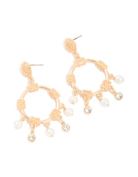 Gold Diamante Rondell Hoop Charm Earrings - link has visual effect only
