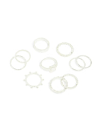Silver Textured Signet Rings 10-Pack - link has visual effect only