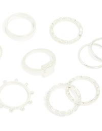 Silver Textured Signet Rings 10-Pack - link has visual effect only