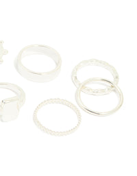 Silver Textured Signet Rings 10-Pack - link has visual effect only