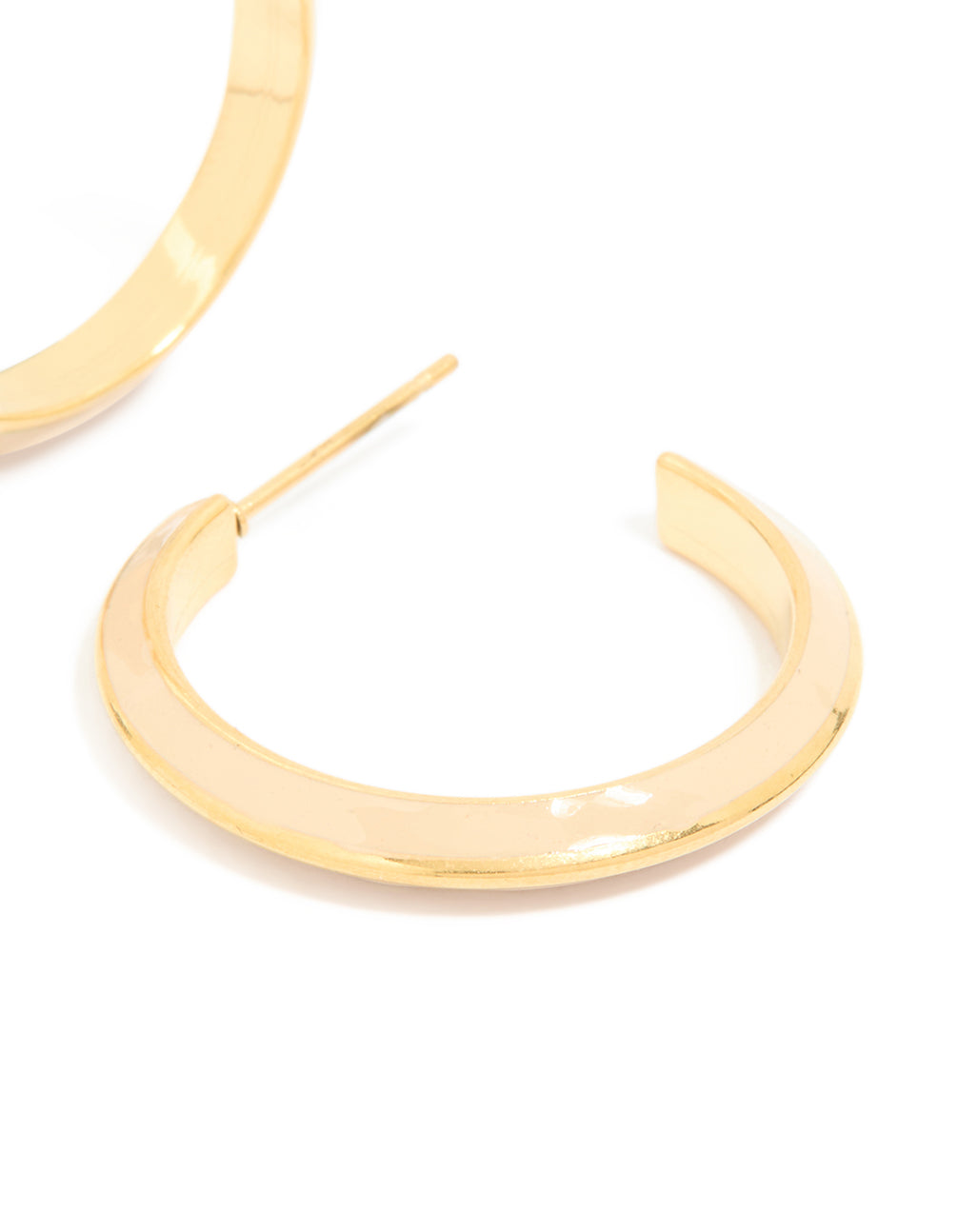 Waterproof Gold Plated Stainless Steel Neutral Toned Enamel Hoop Earrings