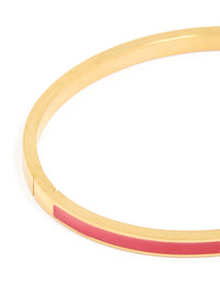 Waterproof Gold Plated Stainless Steel Thin Red Enamel Hinged Bangle - link has visual effect only