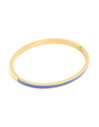 Waterproof Gold Plated Stainless Steel Thin Blue Enamel Hinged Bangle - link has visual effect only