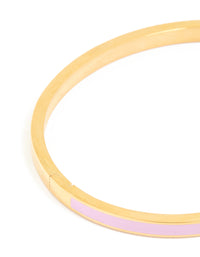 Waterproof Gold Plated Stainless Steel Thin Lilac Enamel Hinged Bangle - link has visual effect only