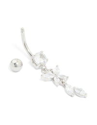 Surgical Steel Cubic Zirconia Butterfly & Leaf Drop Belly Bar - link has visual effect only
