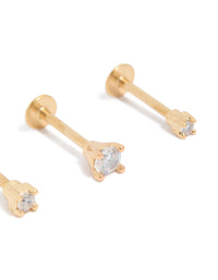 Gold Plated Surgical Steel Mixed Size Flat Back Studs 3-Pack - link has visual effect only