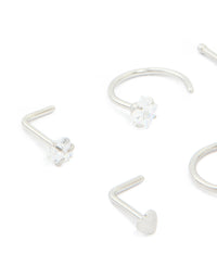Surgical Steel Cubic Zirconia Mixed Nose Studs & Rings 6-Pack - link has visual effect only