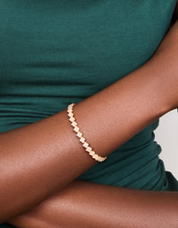 Gold Cubic Zirconia Rectangular Tennis Bracelet - link has visual effect only